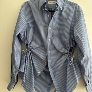 Nena Hansen Blue Striped Drawstring Waist Men's Shirt